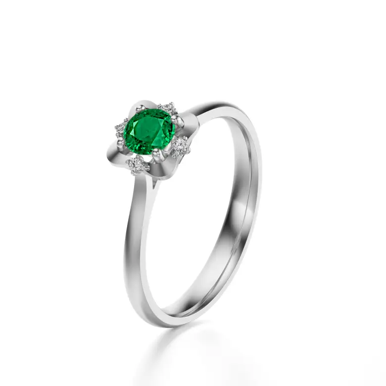 Pierścionek z białego złota ze szmaragdem AJPZ_139